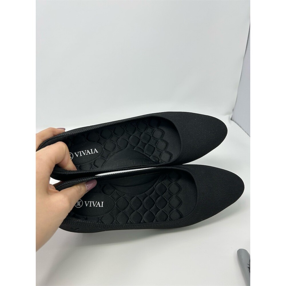 VIVAIA Womens Pumps Black Knit Pointed Toe Chunky Block Heel Slip-On Size 39 - Picture 11 of 13